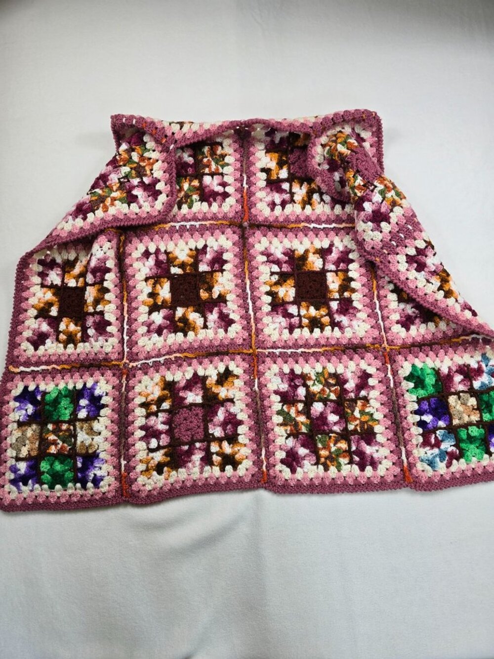 Handmade Crochet Granny Square Vest Pink Purple Boho Medium Large - Picture 4 of 6